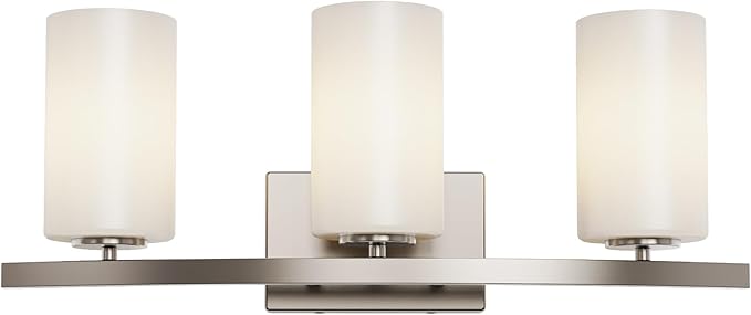 Tawson Talos 3-Light Vanity Light in Brushed Nickel with Satin Etched Glass Shade for Hallway, Entryway, Passway, Dining Room, Bathroom, Garage, Kitchen, Balcony, Living Room