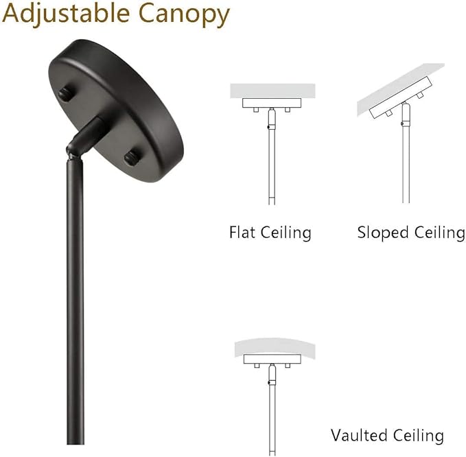 DEYNITE Industrial Pendant Light Fixtures Black Hanging Adjustable Schoolhouse Light Milk White Shade for Kitchen Bar Bedroom Bathroom Dining Room