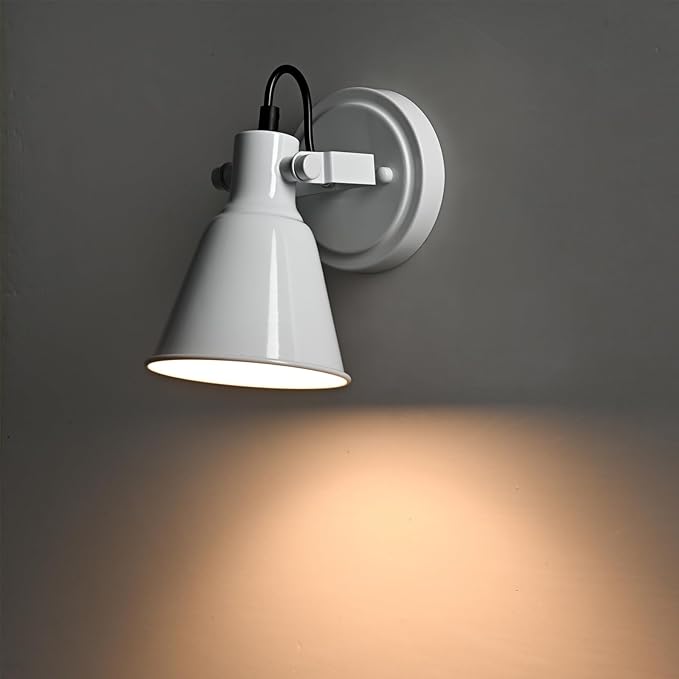 DIRYZON 1-Light Adjustable White Spotlight, Semi Flush Mount Ceiling Light Fixture Track Light for Bedroom, Kitchen, Hallway & Wall Art Display