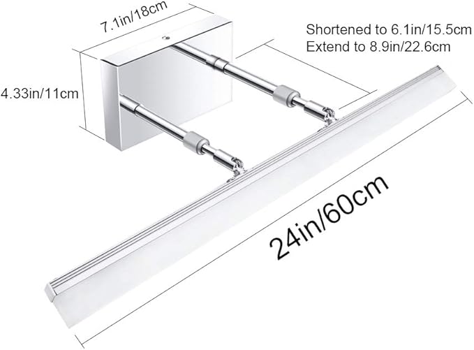 Aipsun 24 inch Modern LED Vanity Lights Adjustable Bathroom Vanity Light Fixtures Chrome Bathroom Light Fixture Over Mirror 5500K