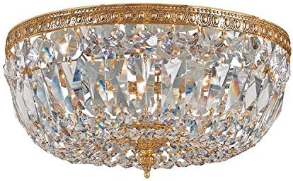Crystorama 2 Light Clear Italian Crystal Flush Mount (Olde Brass, 12")