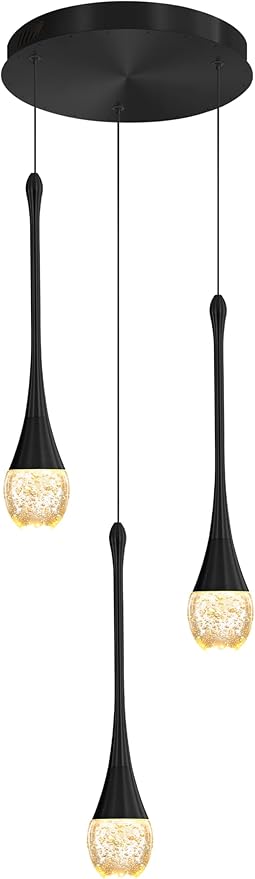 ykolupty Pendant Lights Kitchen Island 3-Lights Pendant Chandelier for Dining Room Hallway Stairwell,LED Dimmable 2700K-6000K