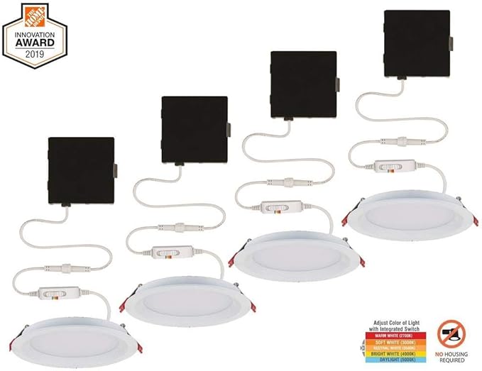 Slim Baffle 4 in. Color Selectable New Construction and Remodel Canless Recessed Integrated LED Kit (4-Pack)