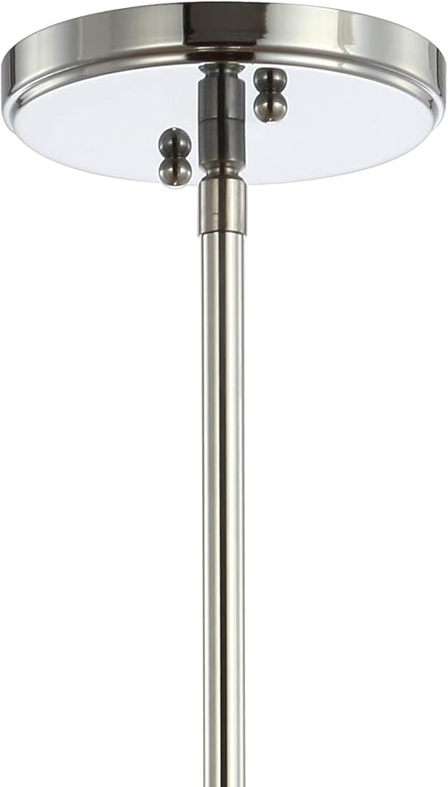 JONATHAN Y 7.25" Chrome Modern Schoolhouse LED Pendant Light Fixture, Adjustable Drop Metal Hanging Lamp with White Glass Shade for Kitchen Island, Dining Room, Foyer (JYL3516B)