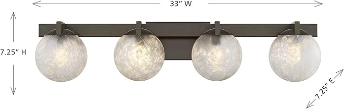 Savoy House 8-1017-4-15 Darien Contemporary Ice Glass Bathroom Vanity Wall Light, 4-Light 240 Total Watts, 7" H x 33" W, Mediterranean Bronze