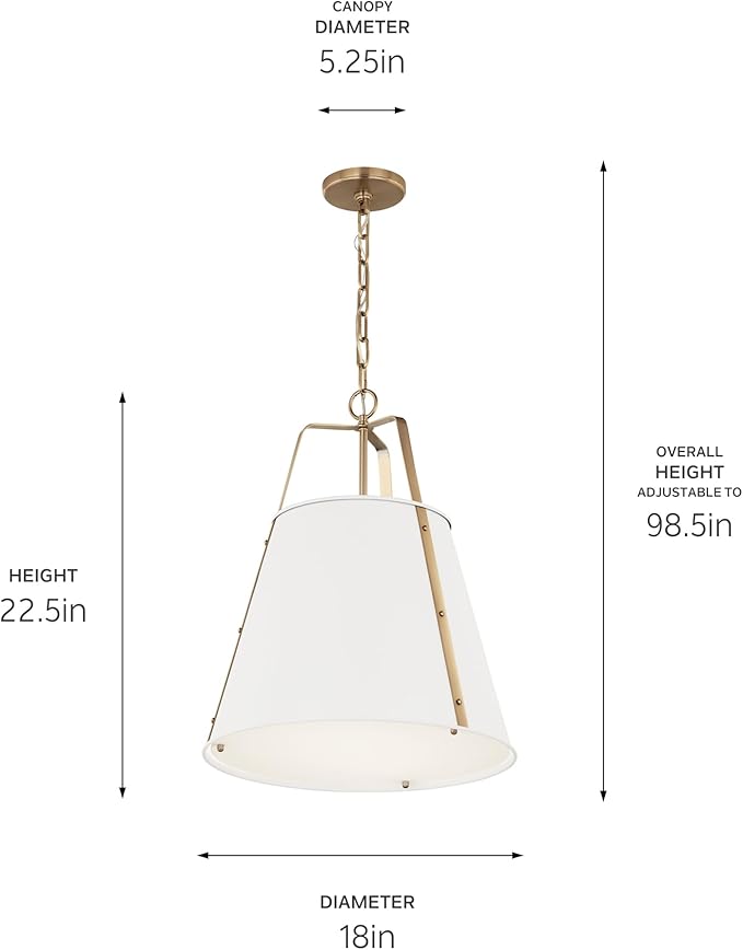 Kichler Etcher 2-Light Pendant, Updated Traditional Light with Etched Painted White Glass Diffuser in White and Champagne Bronze, for Kitchen or Dining Room (22.5" x 18"), 52711WH