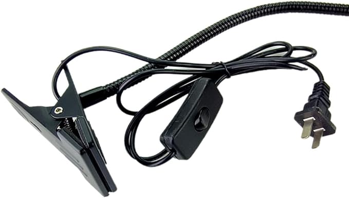QUANS 5W 3 Colors LED COB Clip on Light Black 19.68 INCH 50 CM Tube Desk Flexible Table Bed Lamp Work Home Design Lighting 110V 220V 85-265VAC with US Plug Switch on Off 500LM (Black)