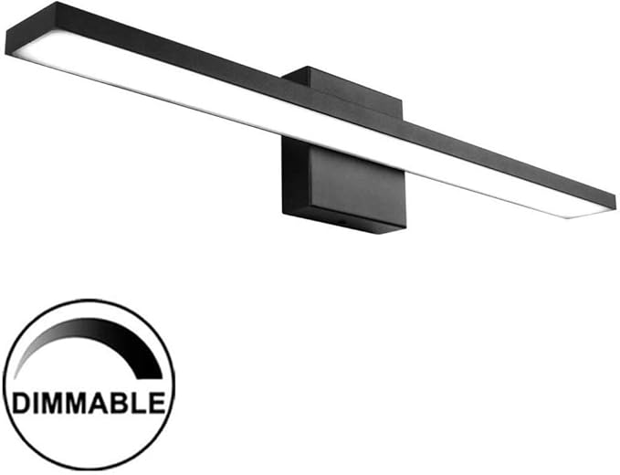Ralbay 24 inch Dimmable Black LED Modern Vanity Light 24W Frosted Aluminum for Bathroom Vanity Lighting Fixtures Cool White 6000K