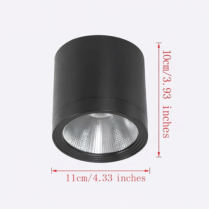 MEGHALI 2pack Modern Spotlight LED 18W Round Waterproof Downlight Outdoor Ceiling Light Black Spotlights for Balcony Terrace 6000K