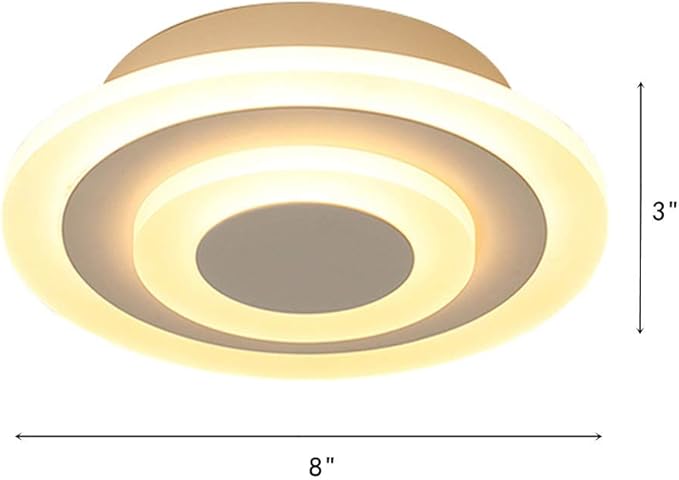 RUNNUP Acrylic Unique Minimalist Ceiling Lamp Minimalist Led Flush Mount Ceiling Light for Dining Hallway Living Kitchen Bedroom Room Kitchen Island Office,White-Round-Warm Light