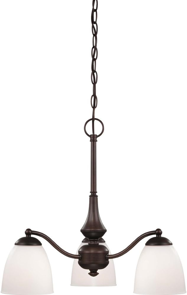 Nuvo Lighting 60/5142 Patton Three Light Chandelier-Arms Down 60 Watt A19 Max. Frosted Glass Prairie Bronze Fixture