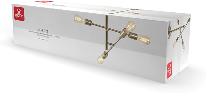 Globe Electric 66000073 4-Light Semi-Flush Mount Adjustable Arm Ceiling Light, Matte Brass, Pivoting Arms, Bedroom Lighting Fixtures Ceiling, Dining Room Fixture, Lighting for Hallway