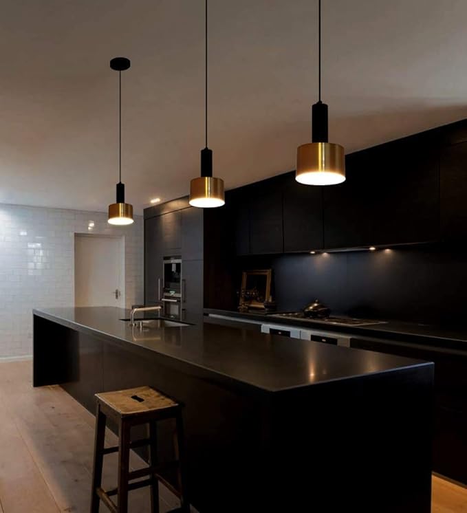 E26 Modern Black Gold Nordic Pendant Light Fixtures Hanging Lights for Kitchen Island Cafe Bar Dining Room Decor Lighting