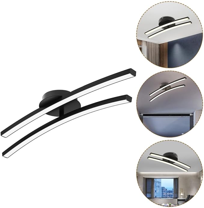 Modern Minimalist Black and White Ceiling Light Fixture, Warm White Bedroom Lamp and Living Room Hanging Light, Close to Ceiling Decorative Lighting for Hallway and Corridor