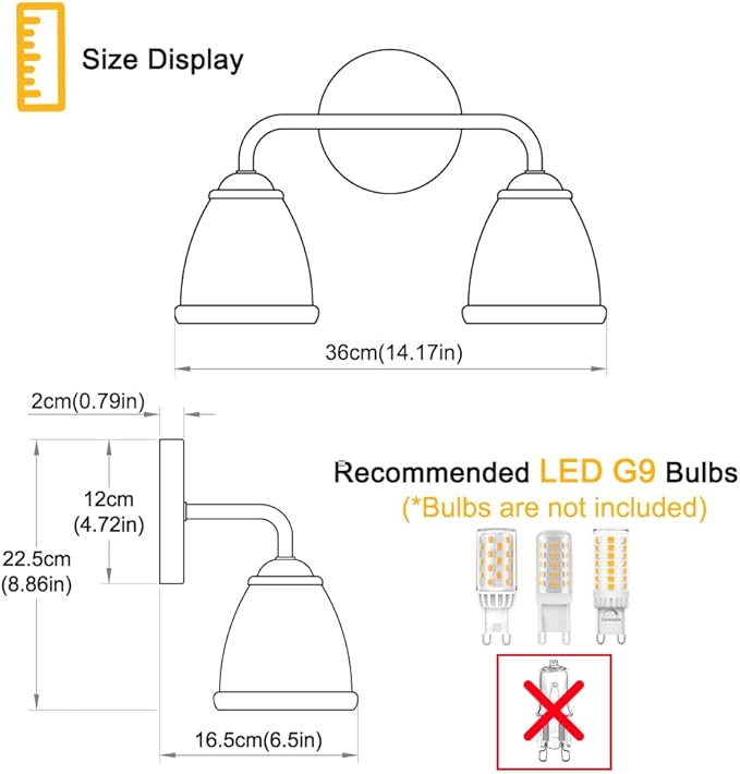 Daunton Vintage Brass Vanity Light, 2-Light Bathroom Lighting Fixtures Over Mirror, Elegant Vanity Lighting for Bathroom with Clear Glass Shade, Gold Wall Sconce Lighting for Bedroom, Living Room
