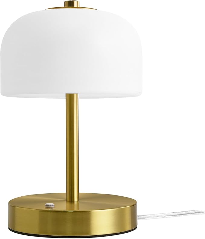 Oneach 9" Touch Control Gold Table Lamp with USB A+C Charging Ports, Dimmable LED Bedside Lamp with 3 Color Temperatures, Small Modern Table Lamps for Bedroom Nightstand Living Room