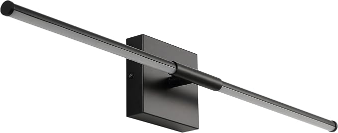 JONATHAN Y 28" Black Modern Dimmable Integrated LED Wall Sconce, Minimalist Adjustable Metal Vanity Light for Bathroom Mirror, Bedroom, Hallway, 3000K, ETL Listed (JYL7041C)