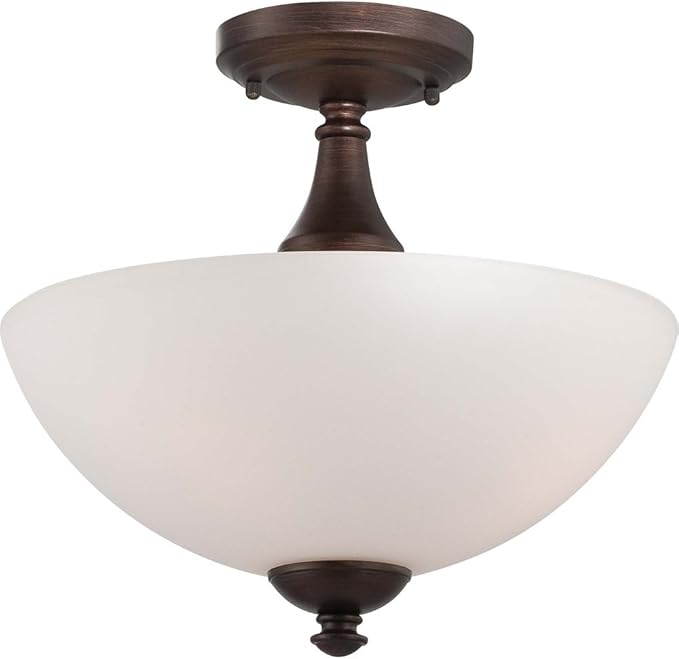 Nuvo Lighting 60/5144 Patton Three Light Semi-Flush Dome 60 Watt A19 Max. Frosted Glass Prairie Bronze Fixture