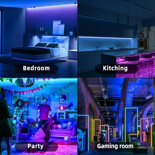 NBBUFF Led Lights for Bedroom 300FT (2 Rolls of 150FT), RGB Led Strip Lights with Music Sync Color Changing, Remote & App Controll Led Lights for Room and Party, Super Long LEDs for Bedroom Ambiant
