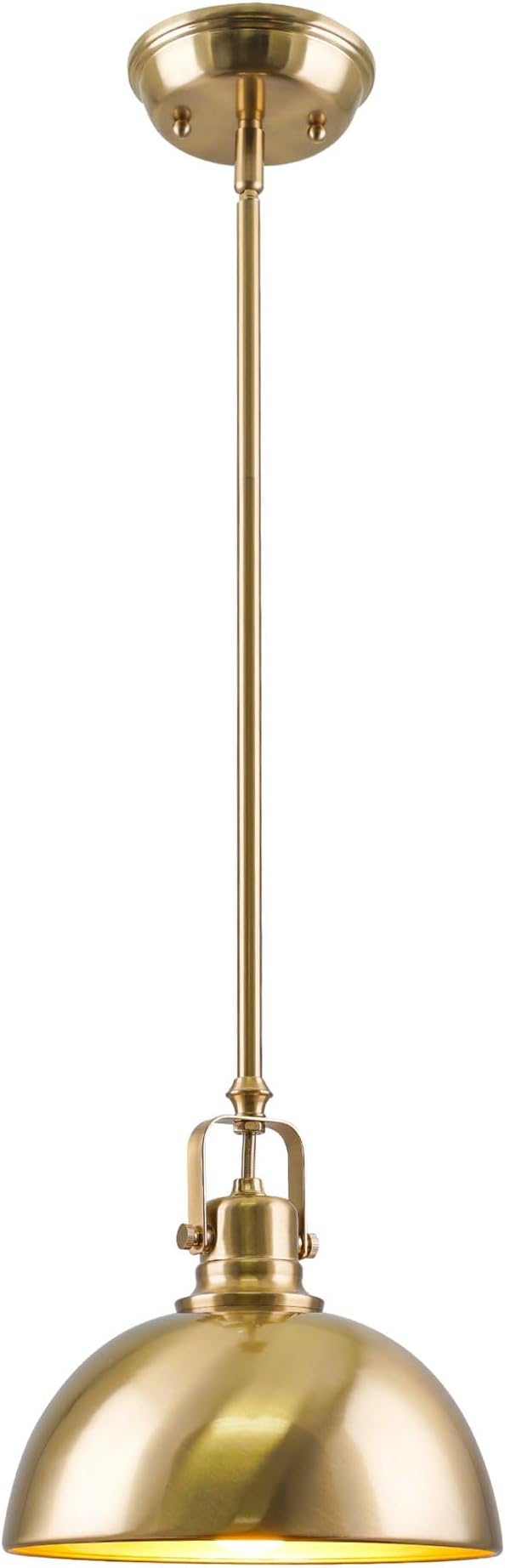 Kira Home Belle 9" Modern Industrial Gold Pendant Light with Dome Shade, Petit Retro Metal Gold Hanging Light, Cool Brass Finish