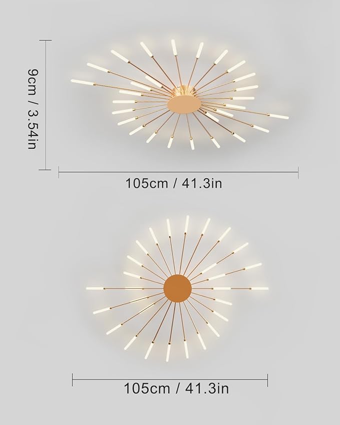 Ceiling Light Modern LED Ceiling Lamps,Flower Shape Ceiling Lights,Flush Mount Chandelier,Metal Acrylic Ceiling Lamps,Living Room Light Fixtures Ceiling for Bedroom(Gold,28 Heads)