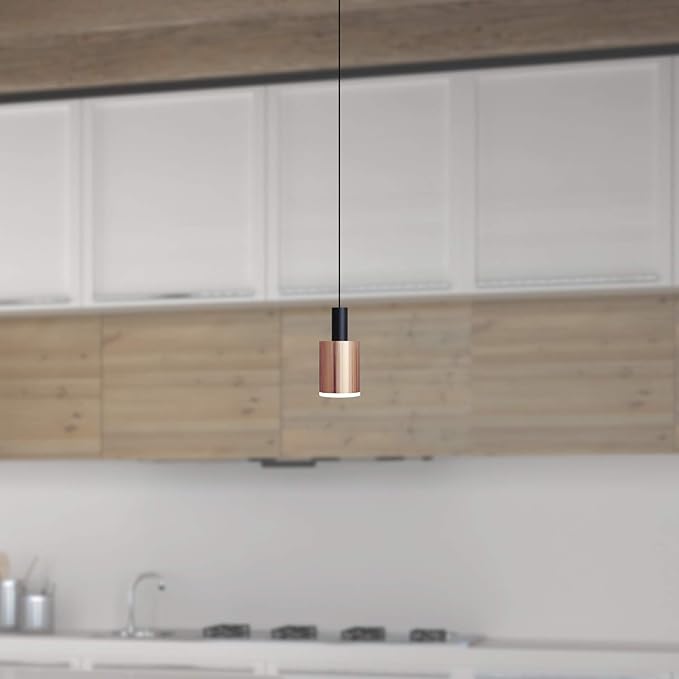 Virgo 1 Mini Pendant Lighting Black-Copper - LED Hanging Light Fixture for Kitchen Island, Bar, Foyer - Cluster Pendants - Dimmable, Adjustable Wire, Lamp Bulb Included