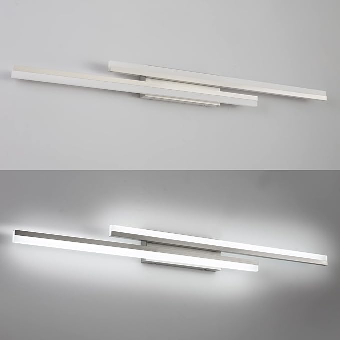 PRESDE 48 Inch Bathroom Light Fixtures Brushed Nickel Vanity Light Bar LED Modern Bath Wall Lighting Over Mirror