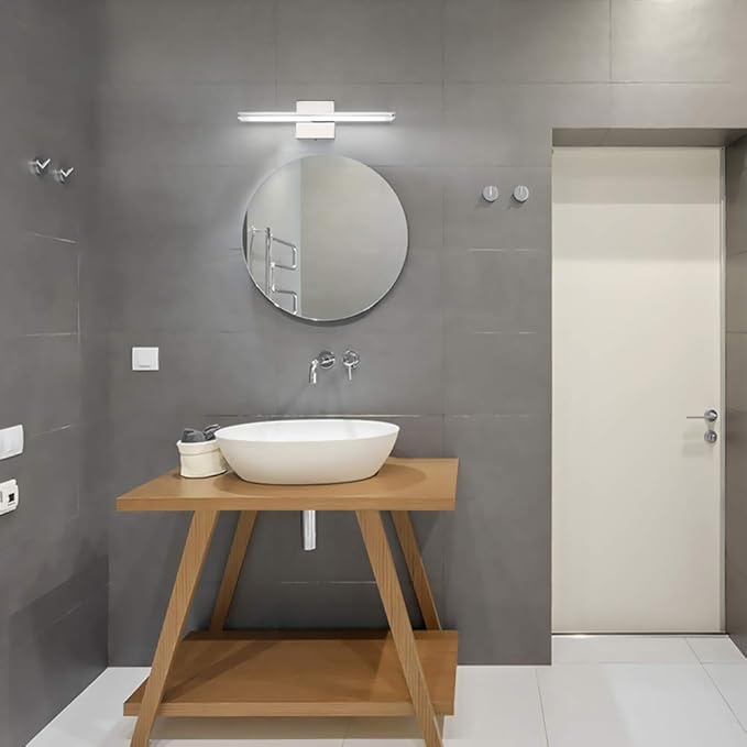 Modern Bathroom Light Fixtures 16 Inch led Vanity Lighting Bar 9W Linear Vanity Lamps for Bathroom Chrome Mirror Light Fixture Bath Wall Sconces Light 6000K