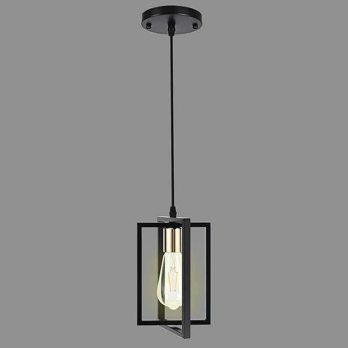 Black Pendant Lights Kitchen Island, Industrial Hanging Light Fixture with Durable Metal Shades, 1 Pack Kitchen Island Lighting for Dining Table, Entryway, Restaurant
