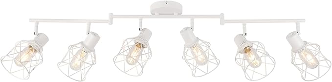 WILON Track Lighting Fixtures, 6 Light Kit Flush Mount Ceiling Spotlight, White Kitchen Light, Flexibly Rotatable Head, E26 Base