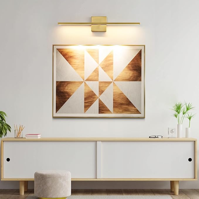 Gold Bathroom Light Fixtures Over Mirror 24 inch 18W LED Vanity Lights for Bathroom Modern Bath Sconces Wall Lighting 3500K Warm Light for Paintings