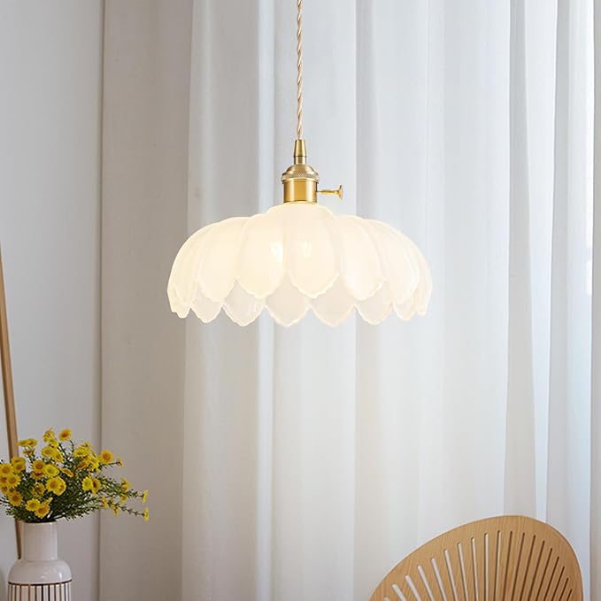 3 Pack Glass Pendant Lights Kitchen Island, Vintage Brass Pendant Light Fixtures, Adjustable Milk White Kitchen Pendant Lighting Over Island for Bedroom Living Room Hallway Dining Room