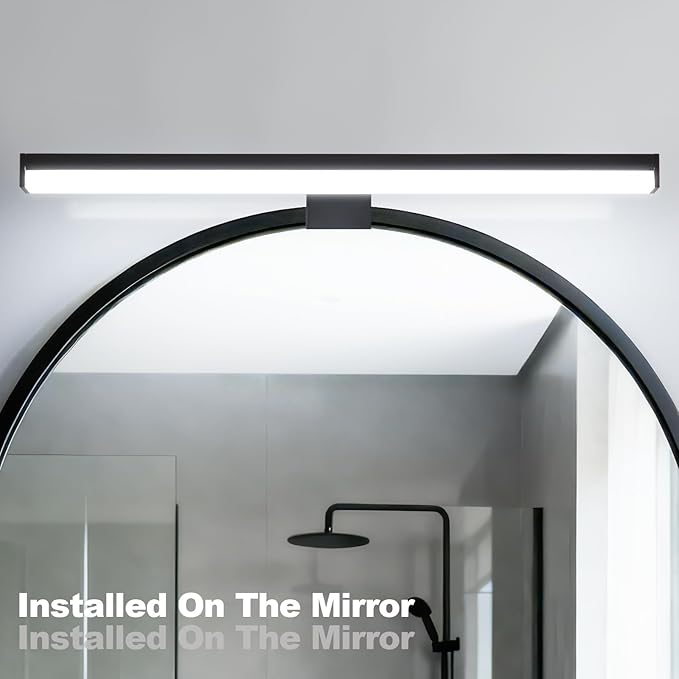 15.4" Plug in Bathroom Light Fixtures Matte Black Vanity Lights,7W LED Picture Light 3 Installation Methods 6700K White-Light Vanity Light Bar Wall Sconce for Bedroom/Living Room/Kitchen