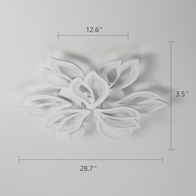 Modern Ceiling Light with APP & Remote Control, Dimmable LED Flush Mount Chandelier with 3-Color, Black Acrylic Flower Ceiling Light Fixture for Living Room Dining Room Bedroom Kitchen-9-Leaves