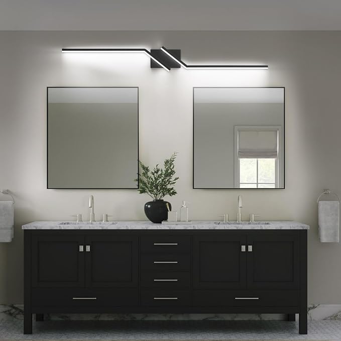 ZUZITO Nickel Vanity Lights for Bathroom 24 Inch Vanity Light Modern Dimmable Bathroom LED Light Fixtures Over Mirror 6000K Cool White