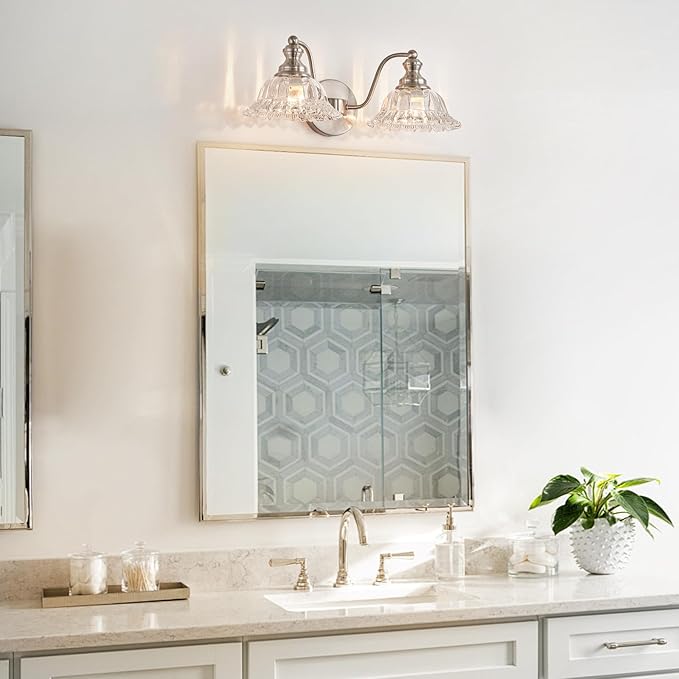 XIEDUN Brushed Nickel 2 Light Vanity Lights Fixture Lights for Bathroom