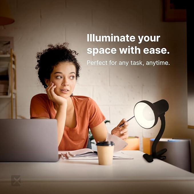 Xtricity LED Desk Light, 360° Adjustable Gooseneck, Home and Office Lamp with 7W A19 Bulb, 120V, On/Off Switch, 14” Height - Reading Lamps for Bedside Table, College Dorm (Black Finish)
