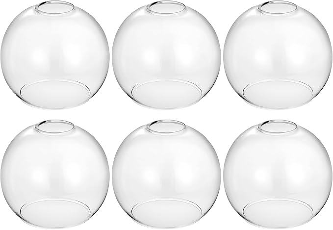 2 Pack Clear Glass Shades Globes, Glass Lamp Shade Covers Replacements, 1.65 In Fitter 5.1 In Height 5.9 In Diameter Transparent Lampshades for Light Fixtures Chandelier Wall Sconces Pendant Lights