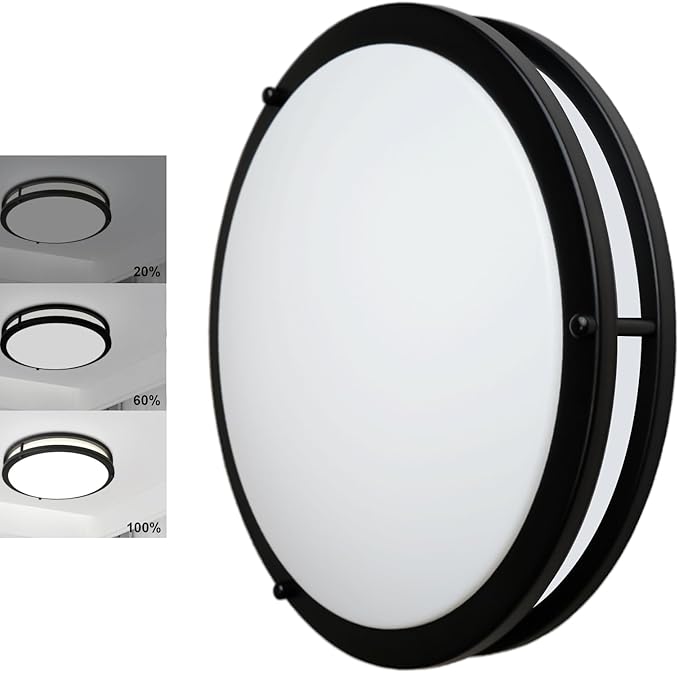 2-Pack Ceiling Light Fixture Black 36W, 13 inch Flush Mount Light Fixtures 3600LM, Modern Ceiling Light No Flicker, 5000K Bright LED Ceiling Lights for Hallways Bedroom Bathroom ETL Listed