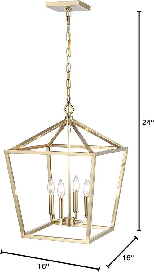 ML Lighting 3244-MG Transitional Four Light Pendant, Champ, Gld Leaf Finish, Modern Gold
