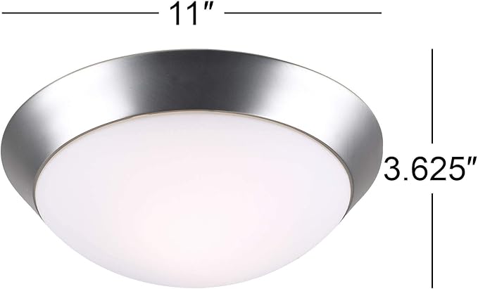 360 Lighting Davis Modern Ceiling Light Flush Mount Fixture 11" Wide Brushed Nickel Silver Metal Frosted Glass Dome Shade for Bedroom Kitchen Living Room Family Hallway Bathroom House Dining