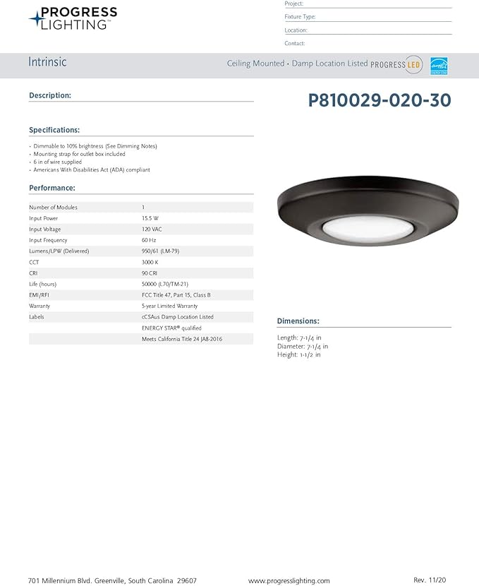 Intrinsic Collection 1-Light Antique Bronze Modern LED Surface Mount Eyeball Downlight