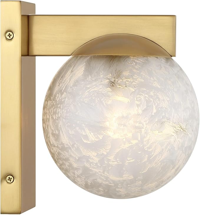 Savoy House 9-1017-1-322 Darien Contemporary Ice Glass Wall Sconce, 1-Light 60 Watt, 8" H x 6" W, Warm Brass