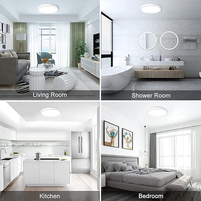 9 Inch White LED Flush Mount Ceiling Light, 5000K Daylight White Low Profile LED Ceiling Light, 18W 1800LM, Round Slim Flat Ceiling Lights Fixture for Closets Bedroom Hallway Stairwells Porch