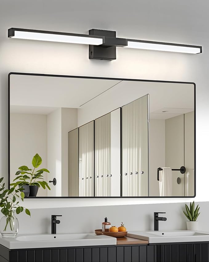 OKELI Modern Bathroom Light Fixtures Over Mirror, 40 Inch Matte Black Vanity Light Bar for Bathroom, 24W 5CCT Diammable Wall Light