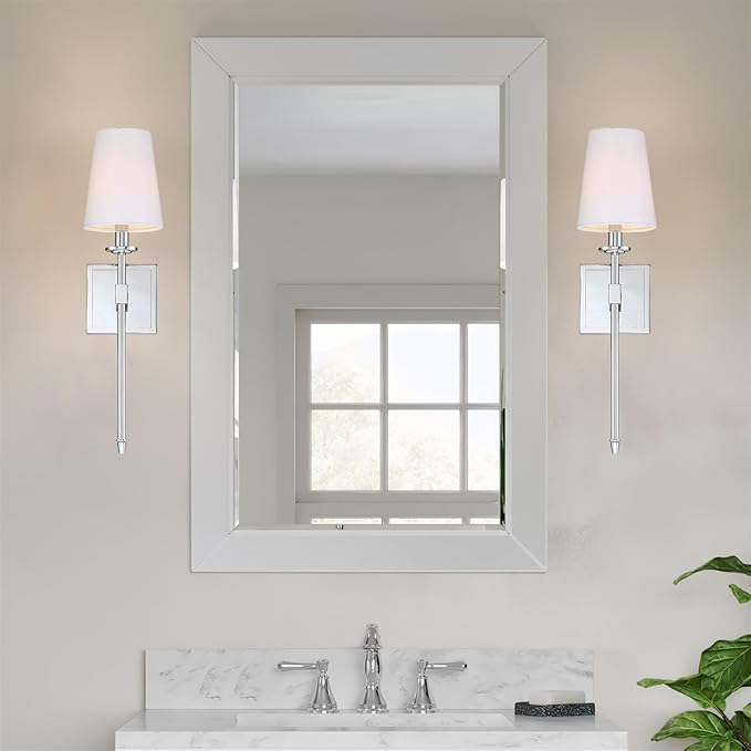 Kira Home Torche 20" Wall Sconce/Wall Light + Linen Shade, Chrome Finish