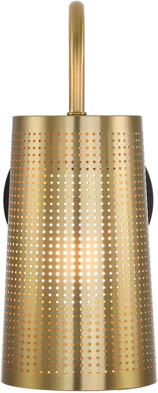 XiNBEi Lighting Wall Sconce Black Gold Bathroom Light Fixture with Cone Iron Shade, Modern Hardwired Sconce Lights Indoor Wall Lamp for Bedroom Bathroom Hallway XB-W430-BS