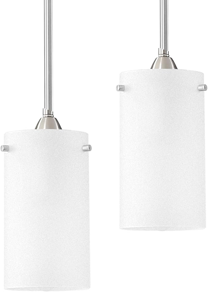 Mini Pendant Light Fixture 1-Light, 3 Pack Brushed Nickel Hanging Ceiling Lights with Opal White Glass, Adjustable Height, Modern Hanging Pendant Lamp for Kitchen Island