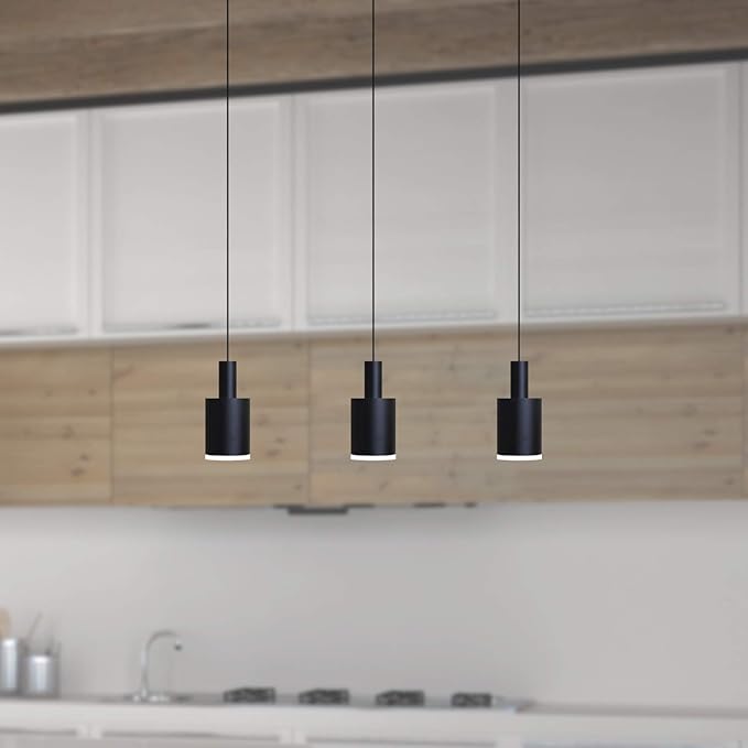 Virgo 3 Mini Pendant Lighting Black - LED Hanging Light Fixture for Kitchen Island, Bar, Foyer - Cluster Pendants - Dimmable, Adjustable Wire, Lamp Bulb Included