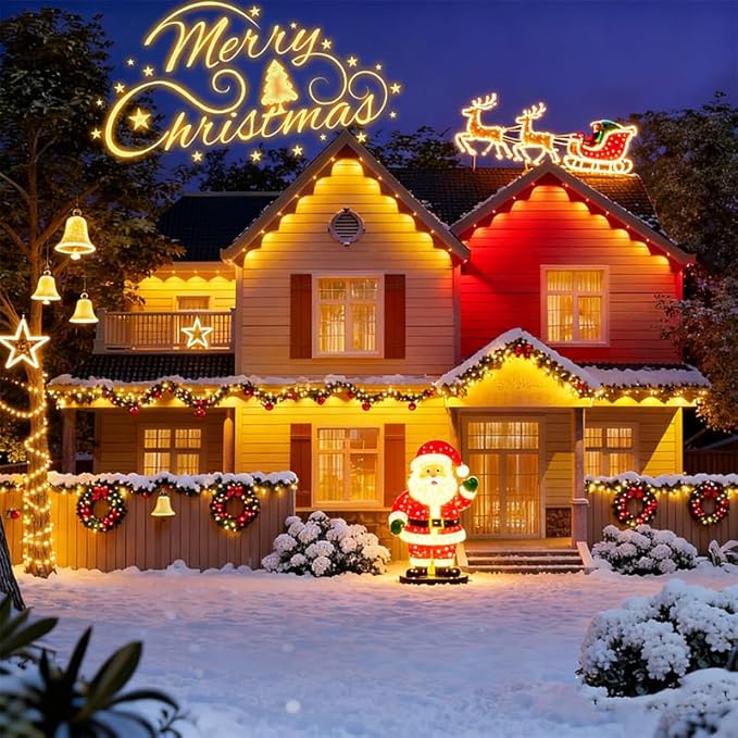Permanent Outdoor Lights 54ft Smart Outdoor Christmas Lights 24V with RGBCW 36 LED IP67 Waterproof Eaves Lighting with 213 Modes for Holiday,Party, Daily, APP/Remote Control
